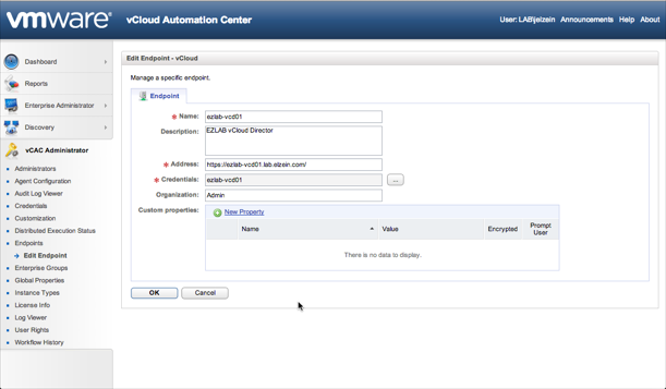Enter vCloud Director Information Enter vCloud Director Information